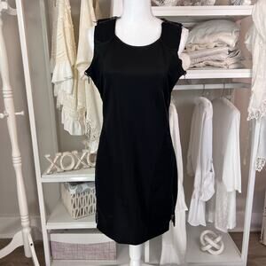 LiGali women's large Body Con Dress  black side & shoulder zippers #1059
